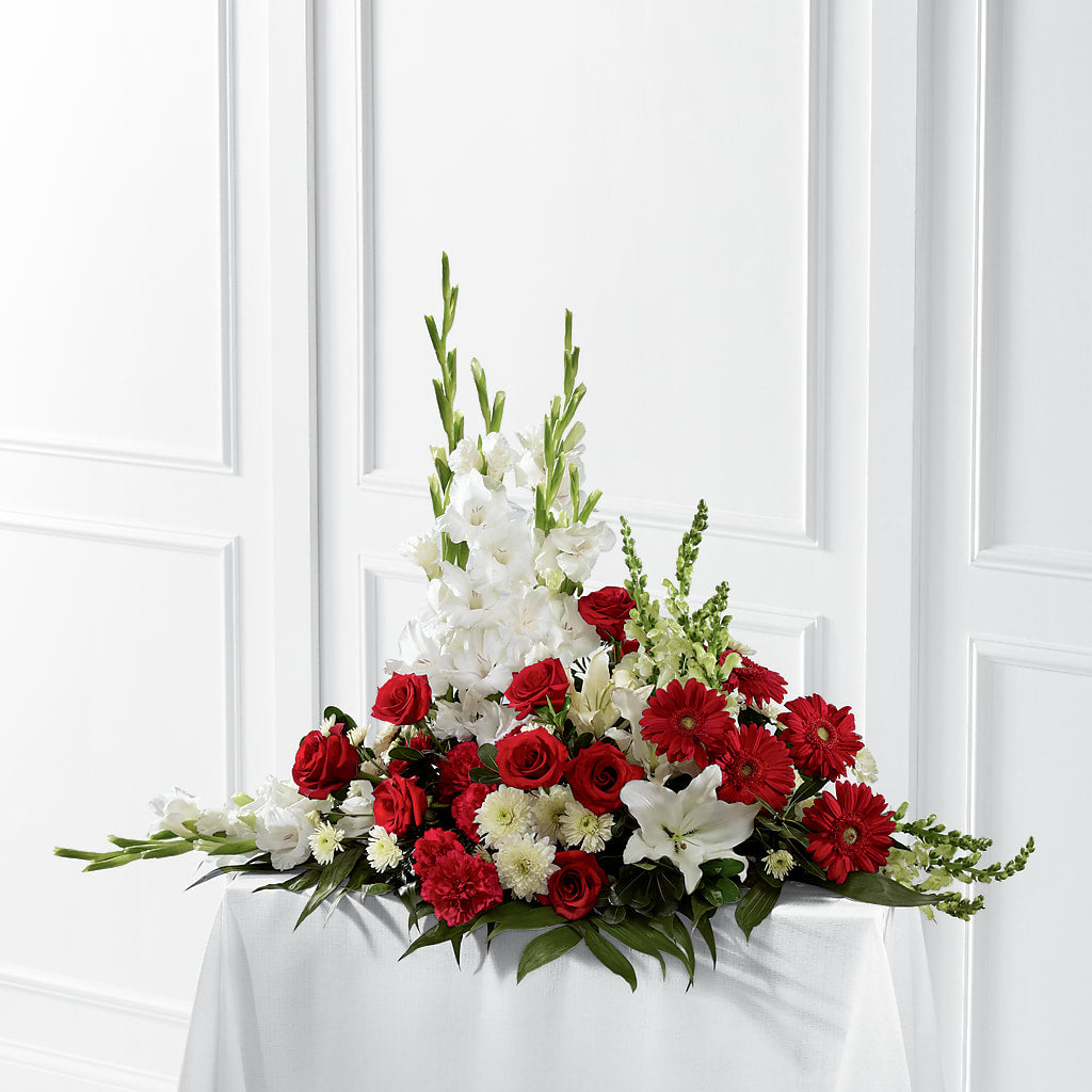 Crimson & White Arrangement – Francis Florist, Pomeroy OH
