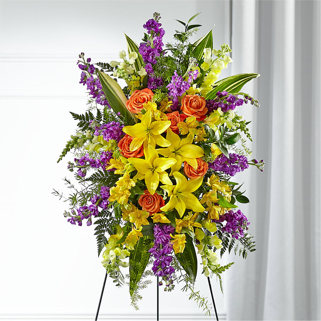 Thoughtful Prayers Standing Spray – Francis Florist, Pomeroy OH