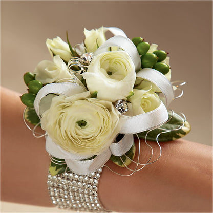 White Wedding Corsage –  Francis Florist, Pomeroy OH